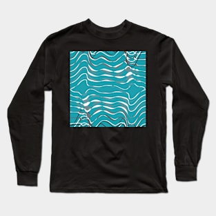 dynamic gray waves on turquoise shapelines Long Sleeve T-Shirt